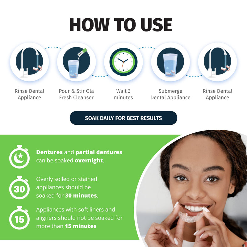 [Australia] - TCS Fresh Dental Appliance Cleaner, 24 Count Professional Strength Concentrated Cleanser Powder - Flexible Partial Cleaner, Denture Cleaner and Dental Night Guard Cleaner, Mint Flavor (6 Month Supply) 