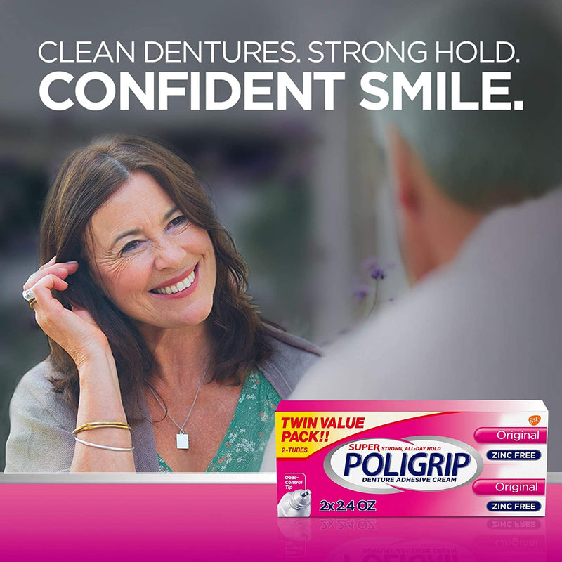 [Australia] - SUPER POLIGRIP Denture Adhesive Cream Original 2.40 oz (Pack of 6) 