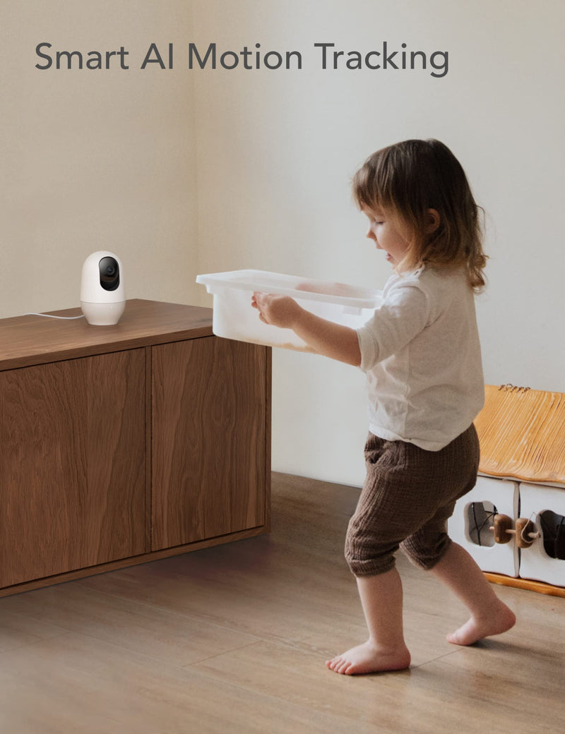 [Australia] - nooie Baby Camera Monitor, 2K Baby Monitor with Camera and Audio, 2.4Ghz WiFi Baby Monitor for Smartphone APP Control, Pet Camera, Motion and Sound Detection, HD Night Vision, SD or Cloud Storage White Baby Camera 