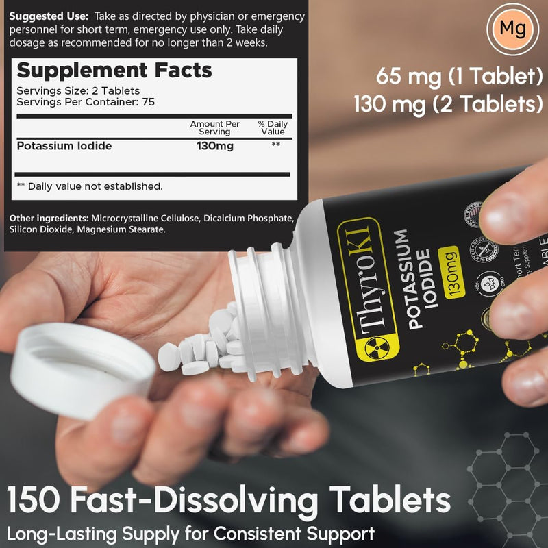 [Australia] - Potassium Iodide Tablets - 130mg Iodine Tablets for Radiation Exposure | USA Made Nuclear Fallout Pills KI Pills Yodo Naciente 120 Tablets, 1 Pack) 