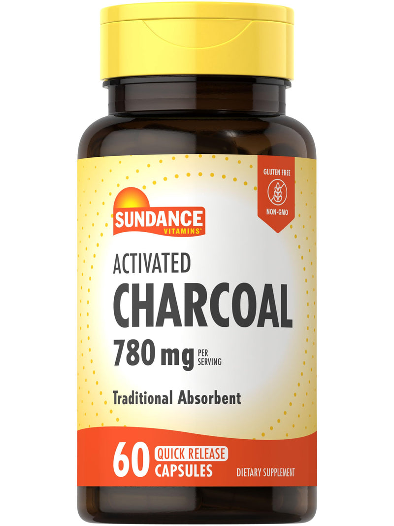 [Australia] - Sundance Activated Charcoal 780mg | 60 Quick Release Capsules | Traditional Absorbent Supplement | Non-GMO and Gluten Free Supplement 
