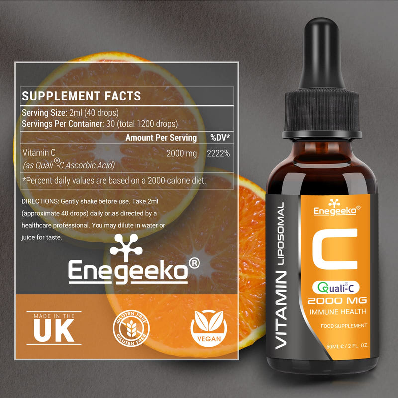 Liposomal Vitamin C Liquid 2000mg – High Absorption Vegan Formula for Immune & Antioxidant, Non-GMO, Gluten & Soy Free (60 ml (Pack of 1)) 60 ml (Pack of 1)