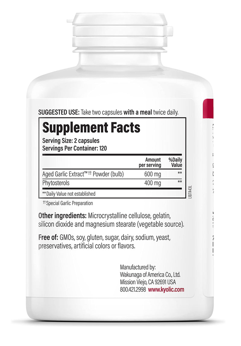 [Australia] - Kyolic Aged Garlic Extract Formula 107, Phytosterols for Cholesterol Support, 240 Capsules (Packaging May Vary) 240 Count (Pack of 1) 