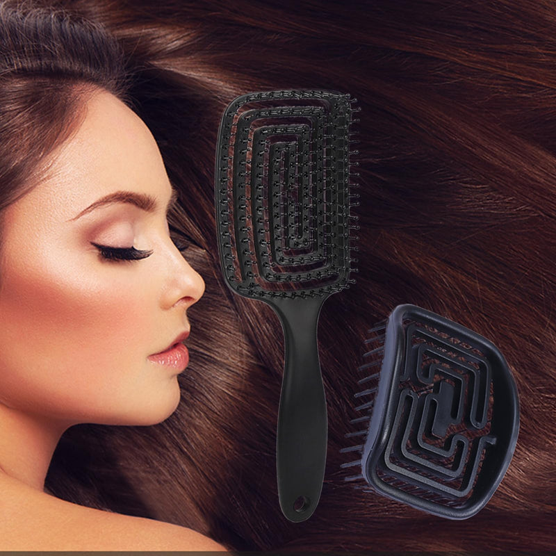 [Australia] - MIUPOO Professional Curly Vented Hair Brush,Hair Scalp Massager Shampoo Brush,Detangler Brush for Faster Blow Drying and Scalp Scrubber for Deep Cleaning Hair Set,Scalp Massagers,2 Pieces,Black Black 