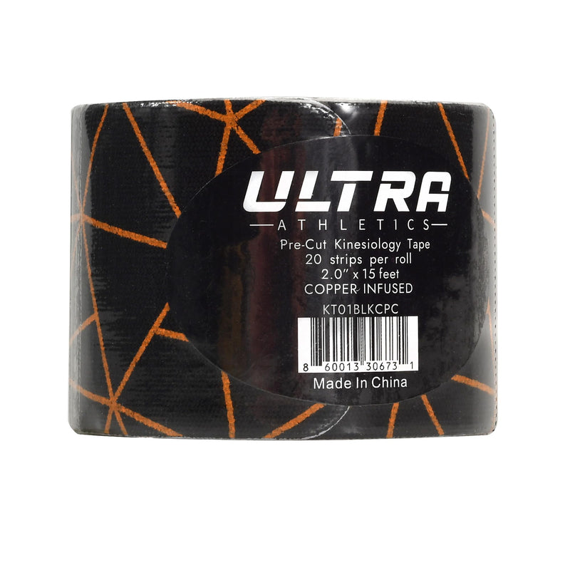 [Australia] - Copper-Infused Kinesiology Tape, 20 Precut Water Resistant Strips, Stretch Indicator, Elastic Athletic Tape for Sports & Weightlifting, Muscle Strain Relief & Joint Support (Black Copper) Black Copper 