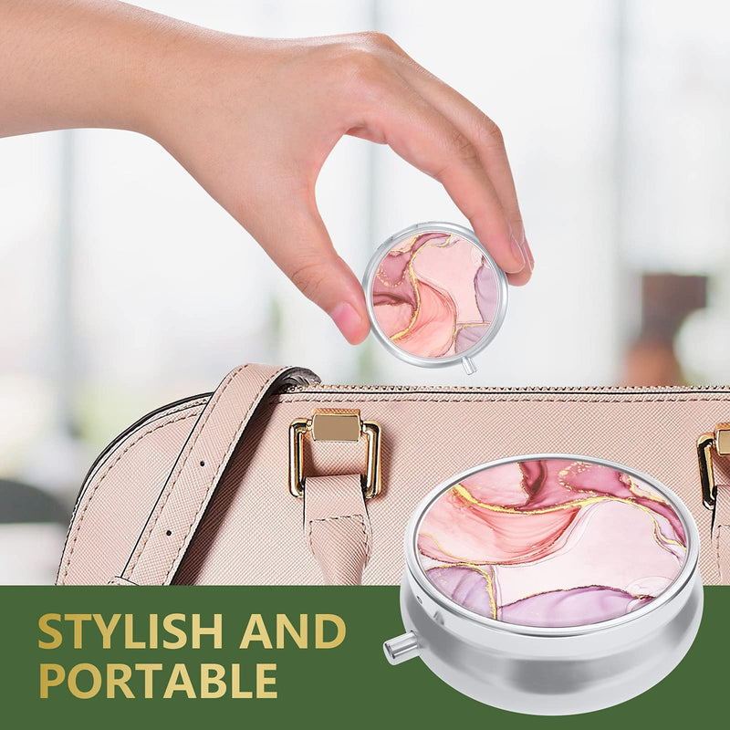 [Australia] - Nipichsha Pill Box, Small Pill Case for Purse & Pocket, Cute Medicine Organizer Travel Pillbox, Portable Pill Container Holder to Hold Vitamins, Medication, Fish Oil and Supplements, Pink Marble 