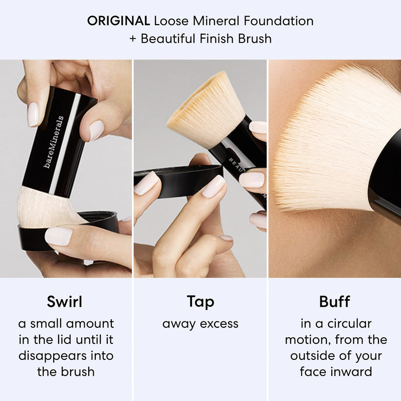[Australia] - bareMinerals Original Get Started Kit Mini, 4 Piece Mineral Makeup Includes Original Loose Foundation, Face Primer, Setting Powder, Brush, Must-Have Kit, Travel Size, Vegan Fairly Medium 05 