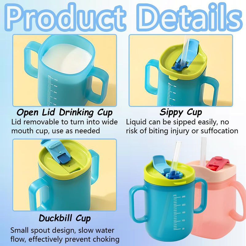 2 Pcs Beakers for Elderly, Non Spill Cups for Elderly, Adult Sippy Cups for The Elderly Non Spill, Drinking Cups for Elderly, Adult Drinking Cup for Elderly, Cups for Elderly People, Drinking Beakers