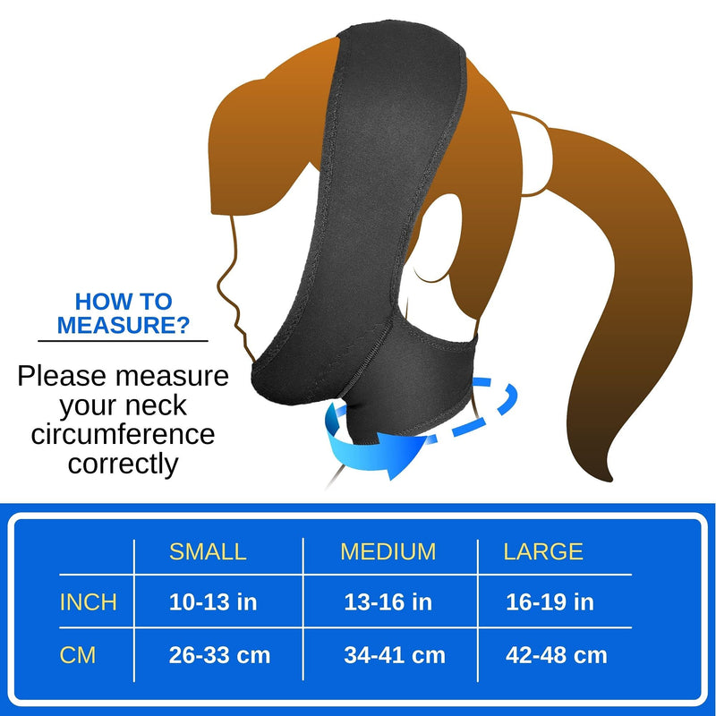 [Australia] - Post Surgical Chin Strap Bandage for Women - Neck and Chin Compression Garment Wrap - Face Slimmer, Jowl Tightening (M) Medium (Pack of 1) Black 