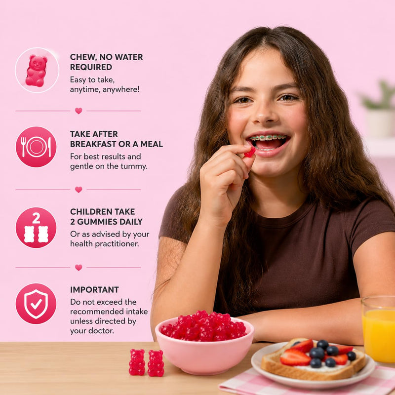 Kids Multivitamin Gummies 3-12 - Berry Flavor Vitamins | Kids Chewable Multivitamins | 60 Daily Gummies Includes Vitamin-A, Vitamin-C, B6, B12, B5, Niacin, Iodine, Zinc & Biotin