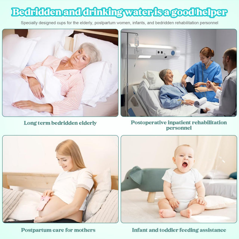 Inclined Mouth Nursing Cup for Disabled Patients Elderly and Maternity Care Spill-Proof Drinking Cup Moderate Capacity Drinking Aid for Daily Use Light Green 15x13cm