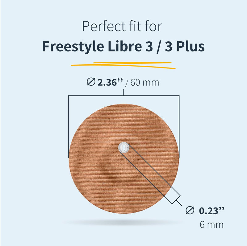 MySweetStitch - 25 x Freestyle Libre 3 Round Patches with Ventilation Hole, Overpatch Ø 60mm, Waterproof, Breathable, Skin-Friendly, Made in Germany, Coral 25 piece