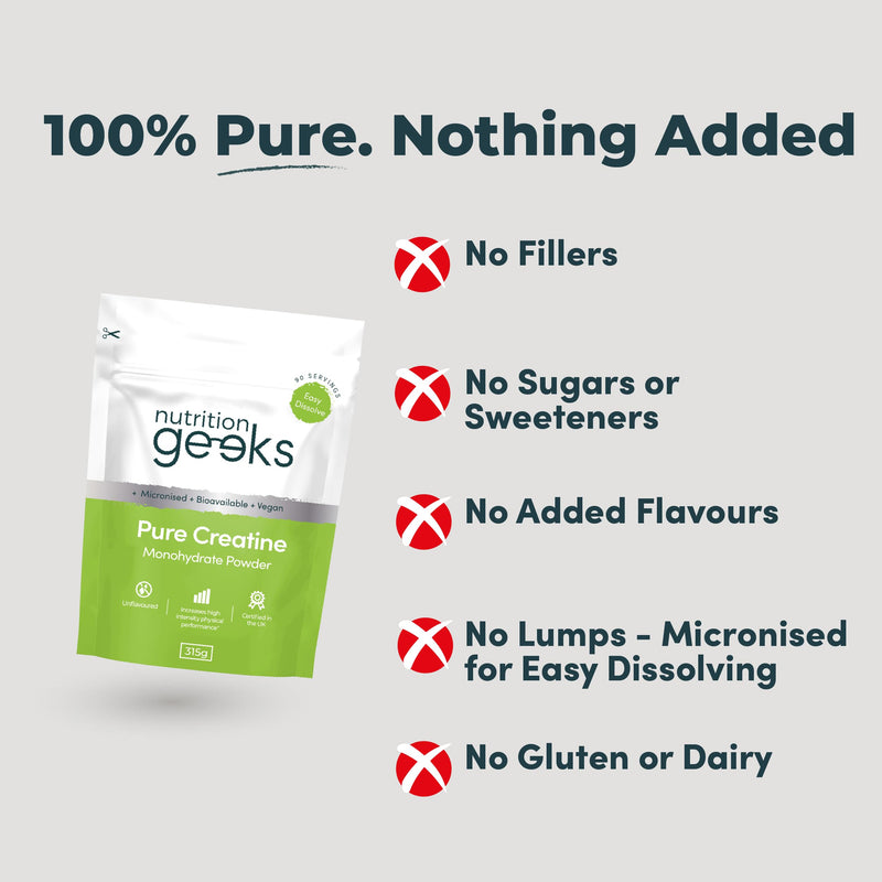 Pure Creatine Monohydrate Powder - 315g (90 Servings) - Easy Dissolve Creatine Powder, Unflavoured & Micronised (Not Creatine Gummies or Creatine Tablets), Vegan Creatine for Women and Men 3 Months Supply (1 Pack)