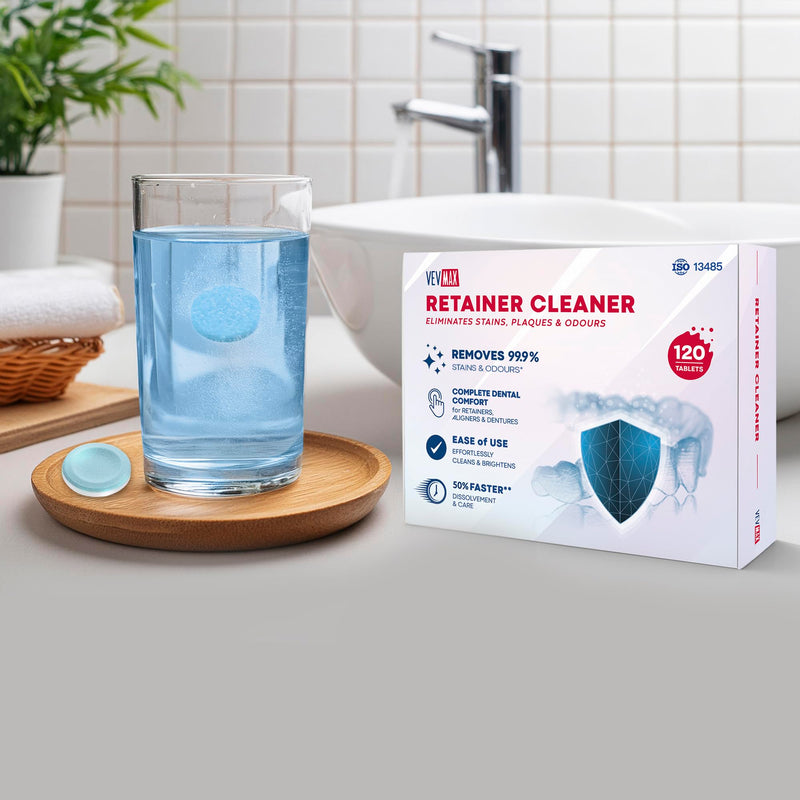 [Australia] - Retainer Cleaner Tablets - 120 Tablets (4 Months Supply) - Denture Cleaning, Removes Stains & Odours, Freshens Aligners, Mouthguards, Nightguards - Perfect for Ultrasonic Retainer Cleaner 
