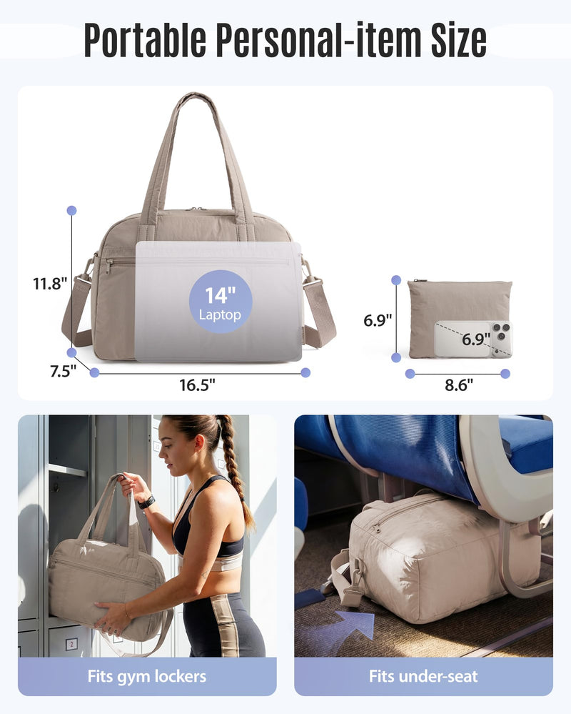 Personal Item Travel Bag, Gym Bag for Women, Weekender Duffel | Toiletry Pouch, 20L Carry on Size Airline Approved, 20L Duffle Bag Set for Travel, Gym, Overnight, Dance, Hospital Navy Blue