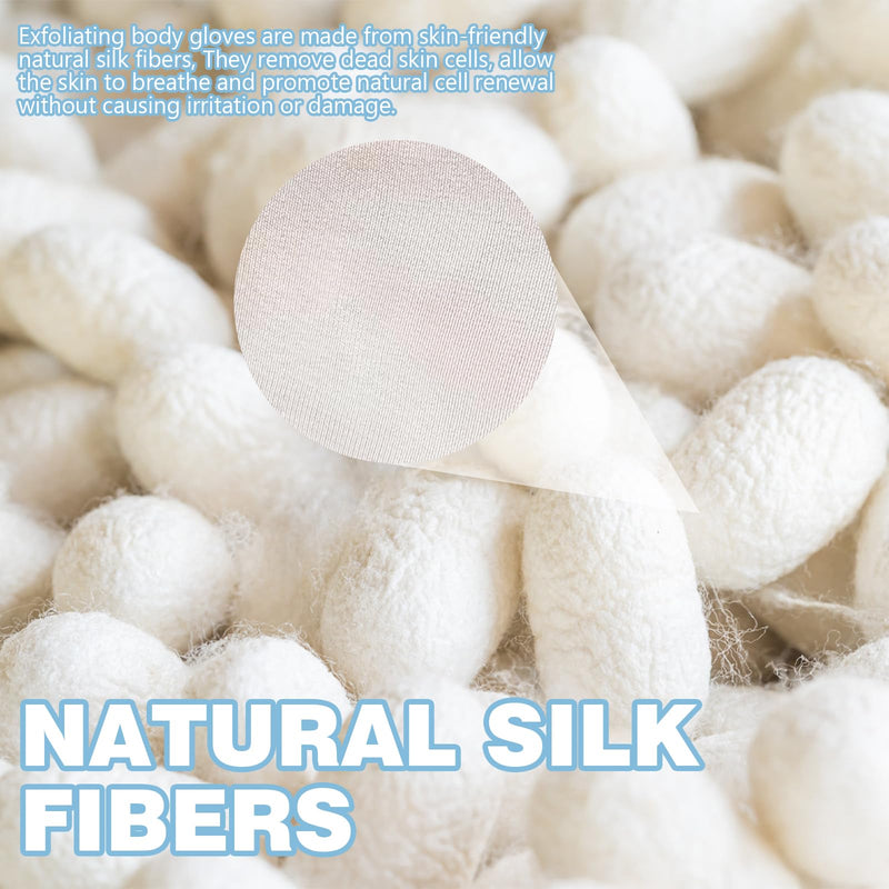 [Australia] - Exfoliating Gloves Pack of 2 Silk Gloves Exfoliating Exfoliating Gloves Body for All Skin Types Suitable for removing dead skin cells 
