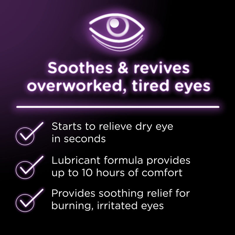 Visine Tired Eye Dry Eye Relief Eye Drops, Moisturizing & Soothing Drops for Irritated Eyes Due to Screen & Computer Use, 0.5 fl. oz Tired Eye from Computer Screen