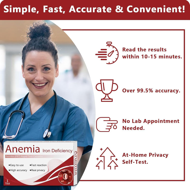 Iron Deficiency Test Kit – Accurate & Easy at-Home Test to Monitor Iron Levels, Suitable for Both Children and Adults（1Test） 1 Count (Pack of 1)