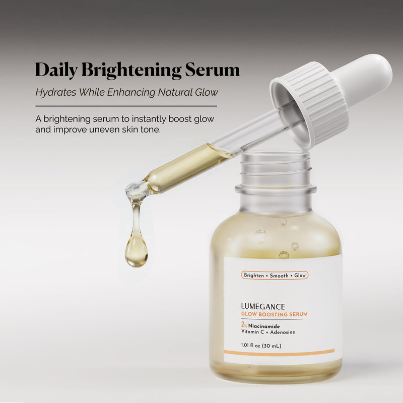 Lumegance Vitamin C Serum With Niacinamide, Hyaluronic Acid & Adenosine – Hydrating Serum for Glowing Skin – Gentle Skin Brightening for Even Tone – Gentle Korean Skincare for Hydration & Fine Lines