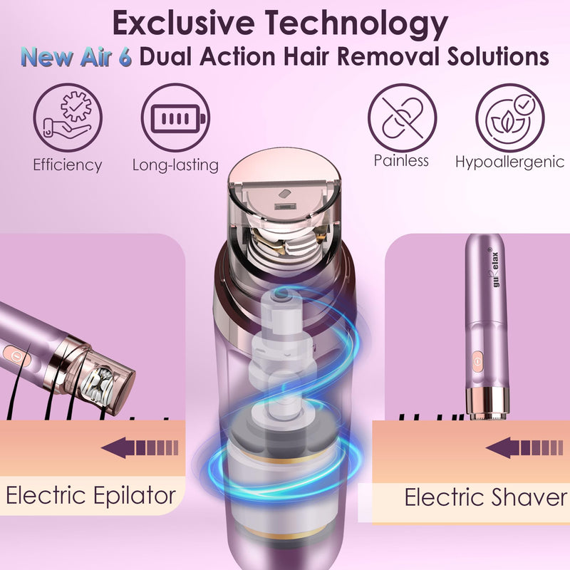 [Australia] - Electric Beauty Epilator+Facial Hair Remover for Women, Hair Removal Device Gift Set, Portable Epilation System, Painless Shaver for Body Face Chin Lip L 