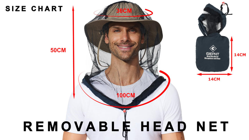[Australia] - 2 Pack Mosquito Head Net Mesh for Hiking & Outdoors,Bug Netting over Hat Adults Fishing,Insect Shield Protection Face Cover Mask Hood against Fly Midge Gnat 