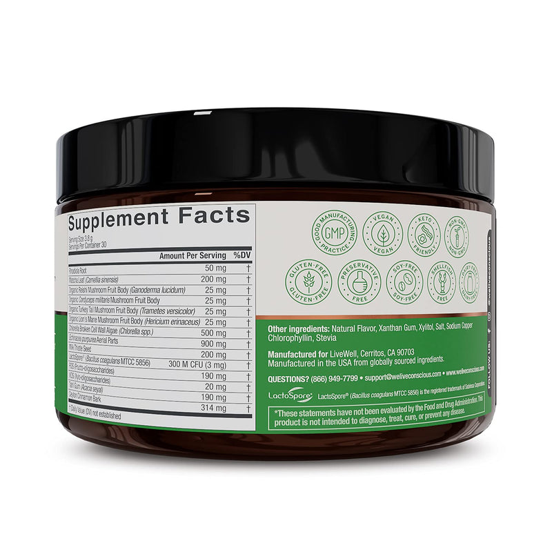 [Australia] - Live Conscious Beyond Greens Concentrated Superfood Powder - Matcha Flavor w/Chlorella, Echinacea, Probiotics for Immune Support & Energy - 30 Servings (2-Pack) 4 Ounce (Pack of 2) 