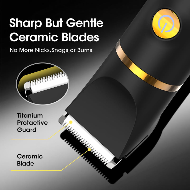 [Australia] - Manscape Body Hair Trimmer for Men: Pubic Hair Trimmer, 3 in 1 Versatile Electric Shaver for Groin,Face,Beard,Nose,Waterproof Body Groomer with Ceramic Blades, Mens Gifts Black-388 