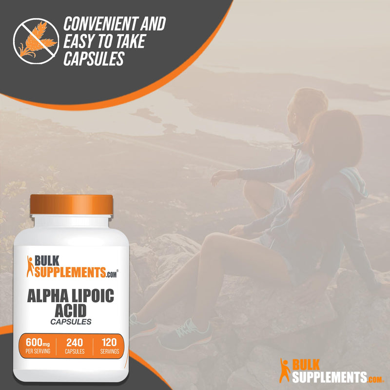 BulkSupplements.com Alpha Lipoic Acid Capsules - ALA Supplement, Alpha Lipoic Acid 600mg - ALA Capsules, Gluten Free - 2 Capsules per Serving, 240 Capsules (Pack of 1)