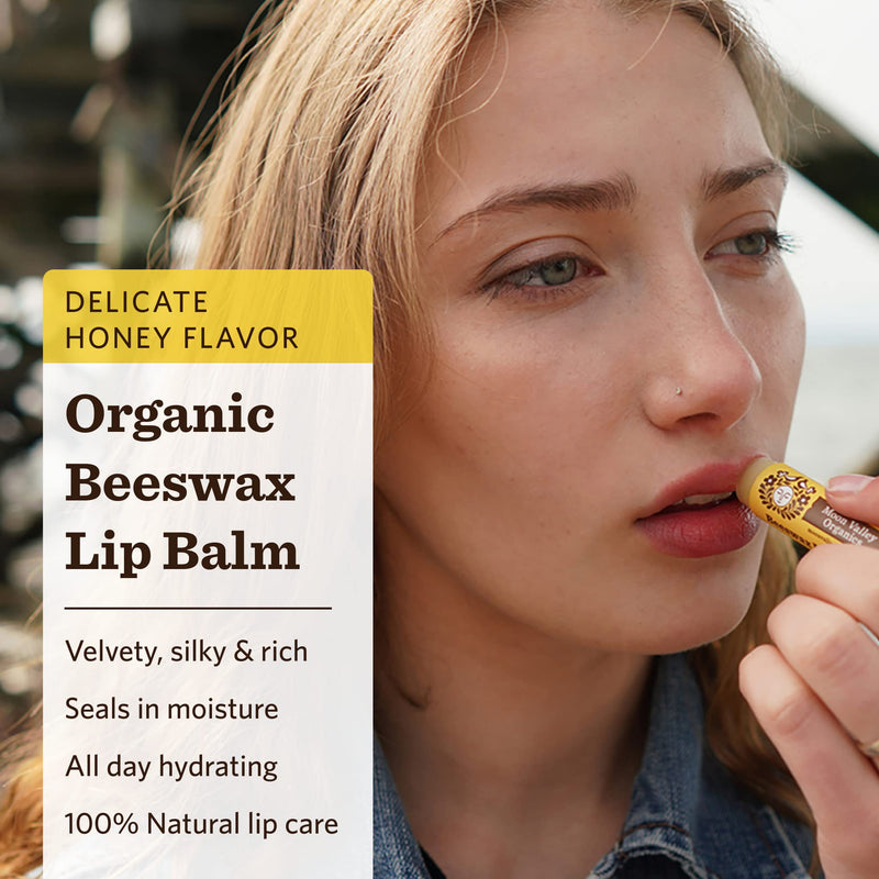 Moon Valley Organics Beeswax Lip Balm for Moisturizing Lips and Cuticles (SWEET HONEY, 1-Pack)