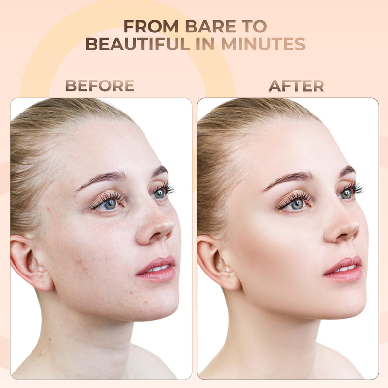 [Australia] - 4pc Full Size Kit (Warm Shade) Mineral Makeup Matte Translucent Loose Foundation + Kabuki Brush + Concealer + Finishing Setting Powder + Bare Face Full Coverage SPF 30 All Skin Types Waterproof WARM Neutral Shade-Most Popular 