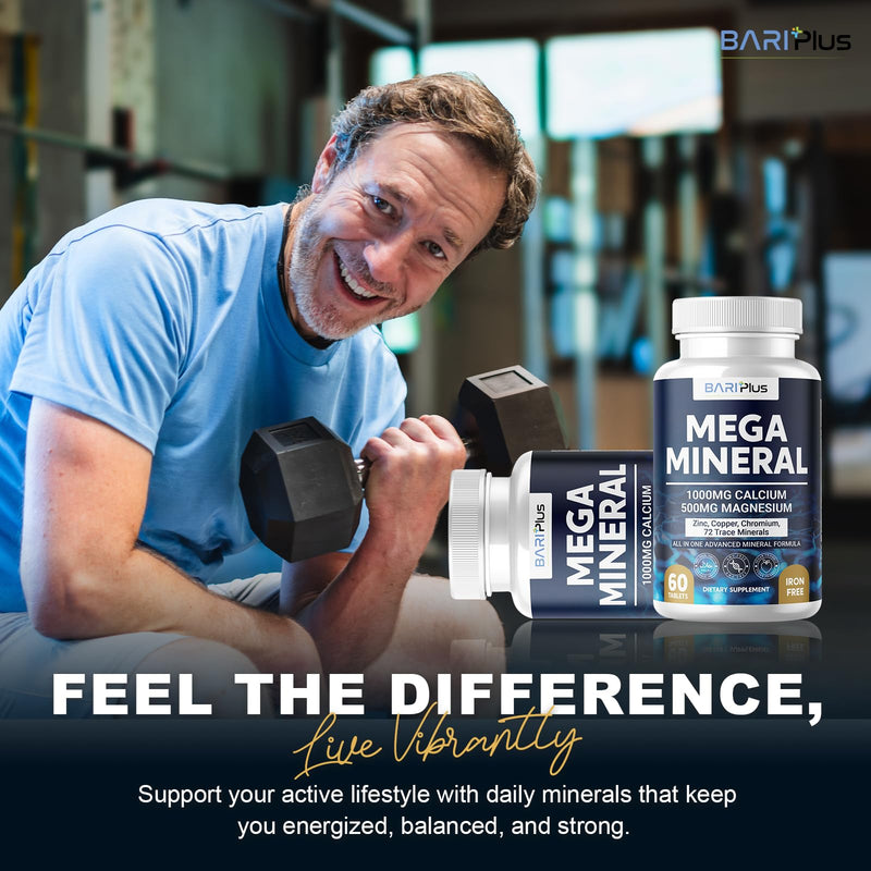 [Australia] - Mega Mineral ‚Äì Complete Complex with Vitamin D, Calcium, Magnesium, Zinc, Potassium, Boron, Selenium, Chromium & 72 Trace Minerals ‚Äì Iron-Free ‚Äì USA Made ‚Äì 60 Tablets 