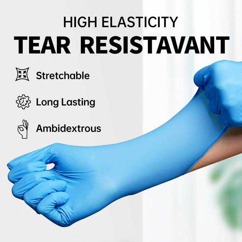 [Australia] - Basic Medical Nitrile Exam Gloves, Powder-Free Non-Sterile Food-Safe Cleaning Disposable Glove, Blue 100Pcs Blue (Medium 100) 