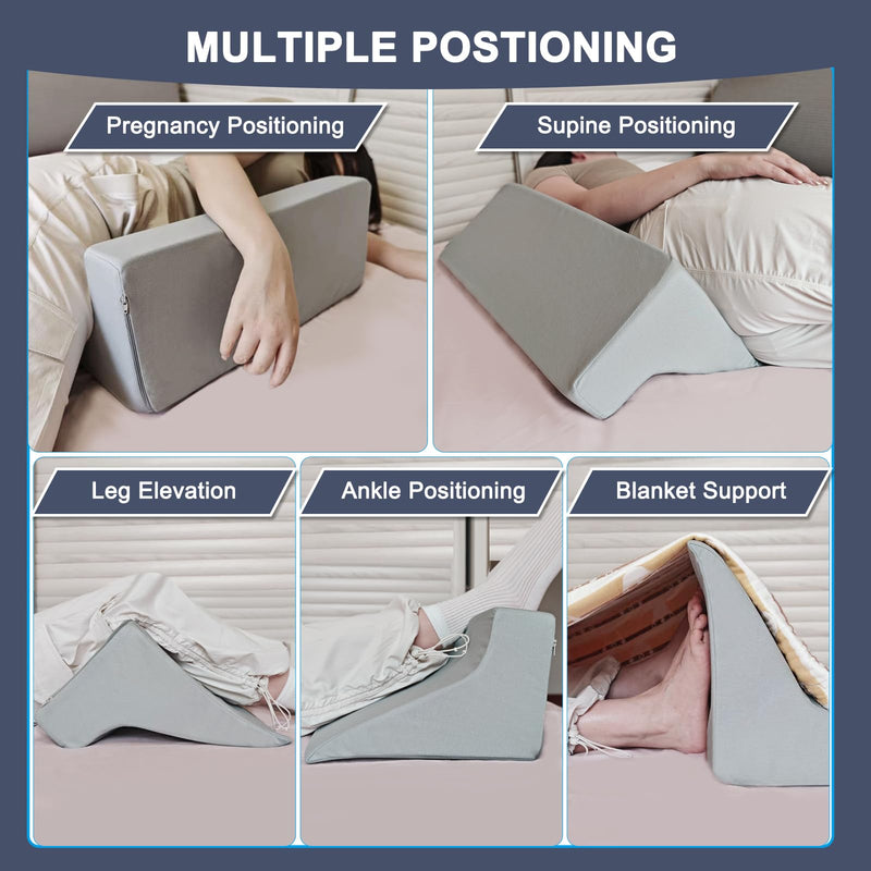 [Australia] - Blanket Lifter for Feet – Bed Sheet Raiser, Post-Surgery Foot Elevation Pillow with Removable Washable Cover – Leg, Knee & Ankle Pain Relief for Arthritis, Neuropathy & Recovery (Grey) Grey 