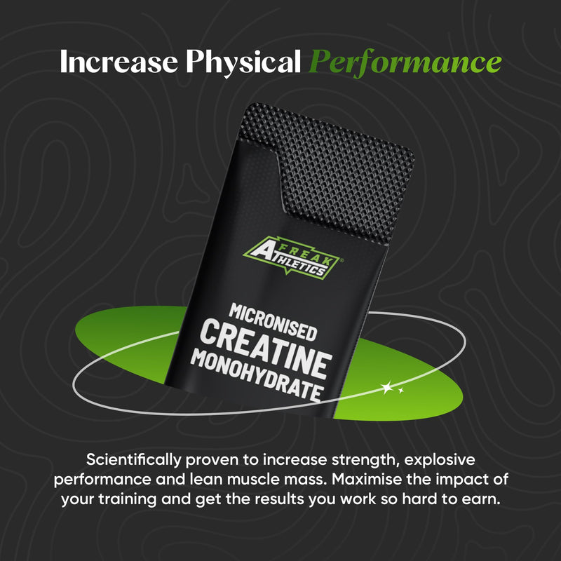 Freak Athletics Creatine Monohydrate Powder - (30 Sachets), 5g Unflavoured Creatine Powder, 100% Pure Micronised Creatine for Strength, Power & Muscle Performance, Easy to Mix, Lab Tested 30 Sachets