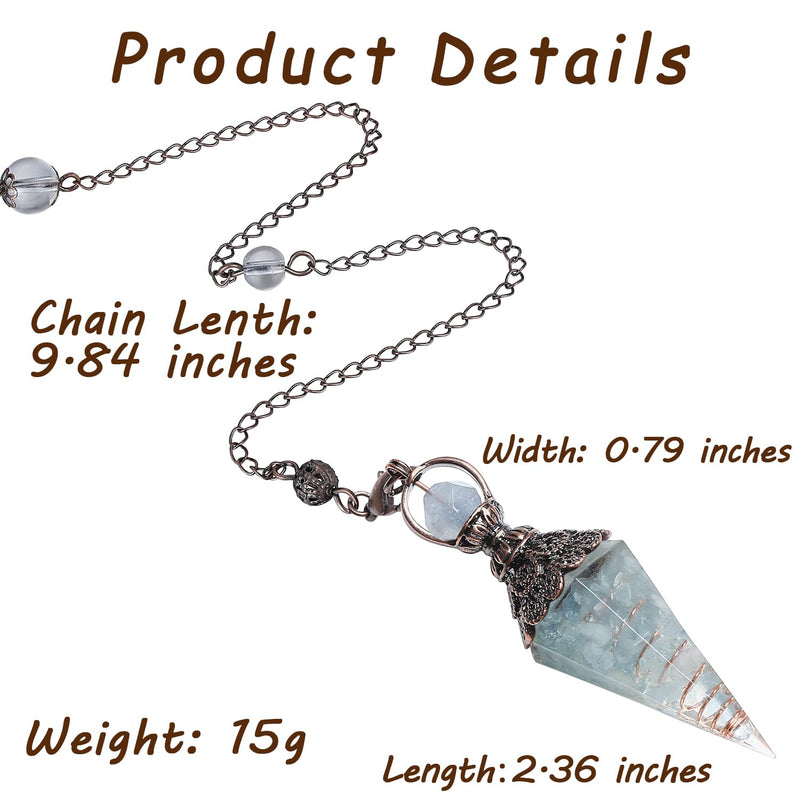 [Australia] - MAIBAOTA Pendulum Crystal, Natural Aquamarine Crystal Pendulums for Dowsing, Spiritual Pointed Crystals for Witchcraft Supplies, Divination Tools 01 Blue-aquamarine 