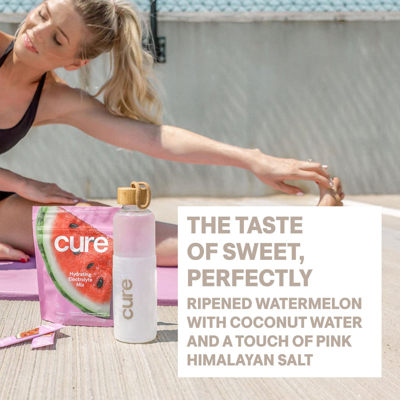 [Australia] - Cure Hydrating Electrolyte Mix | Powder for Dehydration Relief | FSA & HSA Eligible | Made with Coconut Water | No Added Sugar | Vegan | Paleo Friendly | Pouch of 14 Packets - Watermelon Flavor 14 Count (Pack of 1) 