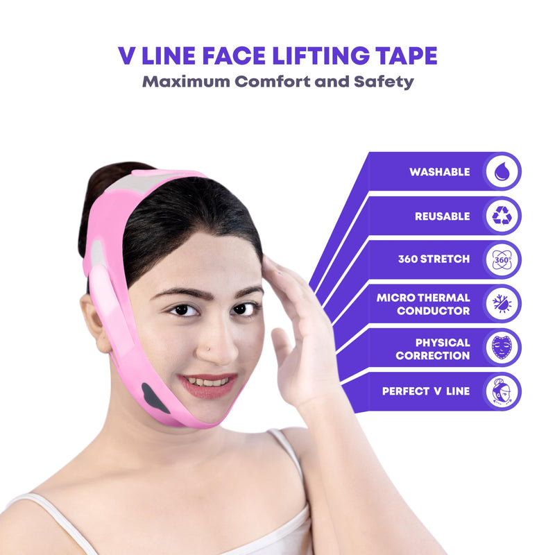 Silicone V Line Face Lifting Mask with Adjustable Double Chin Strap for Women Purple