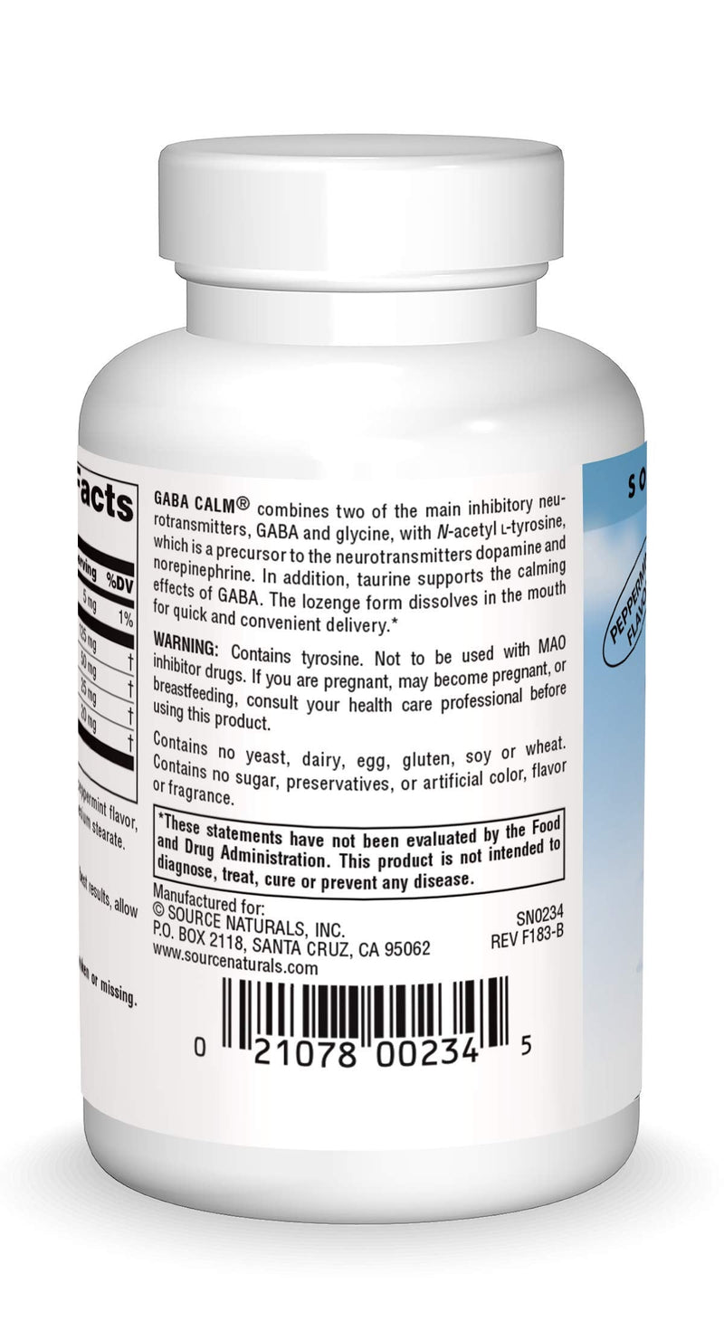 Source Naturals Serene Science, GABA Calm Mind - 60 Lozenges | Quick Dissolving Peppermint Flavor Lozenges | Supports Calm Mood 1 60 Count (Pack of 1)