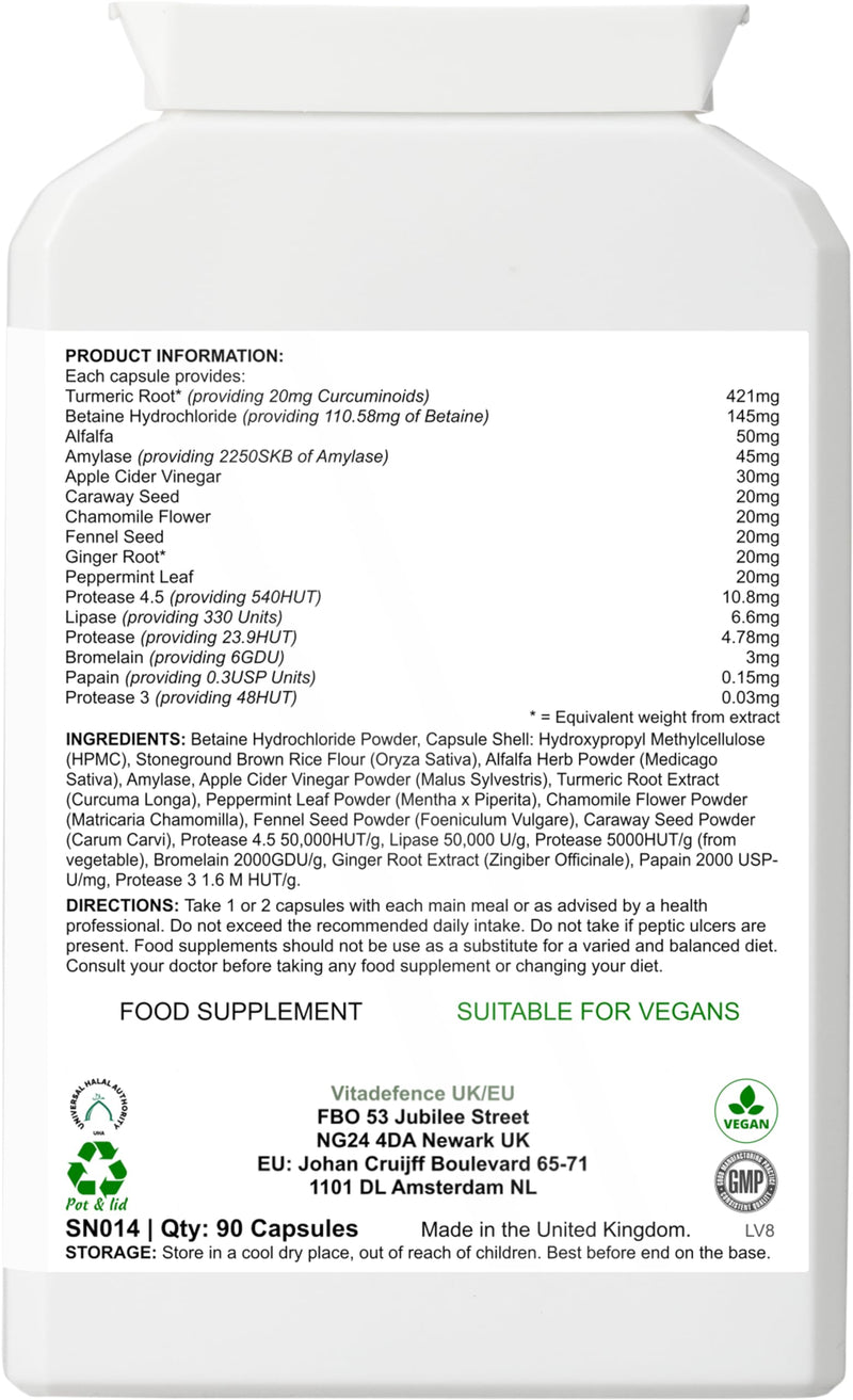 Digestive Enzyme Multi | with Turmeric, Apple Cider Vinegar & Enzyme Blend – 90 Capsules
