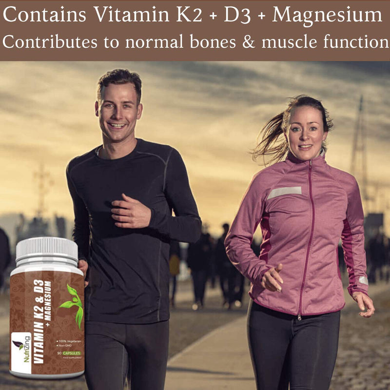 Vitamins D3 K2 Capsules - 3000IU Vitamin D3, 150mcg VIT K2 (MK-7) - Made in UK by NutriZing - Supports Maintenance of Immune System & Contributes to Normal Bones 90 count (Pack of 1)