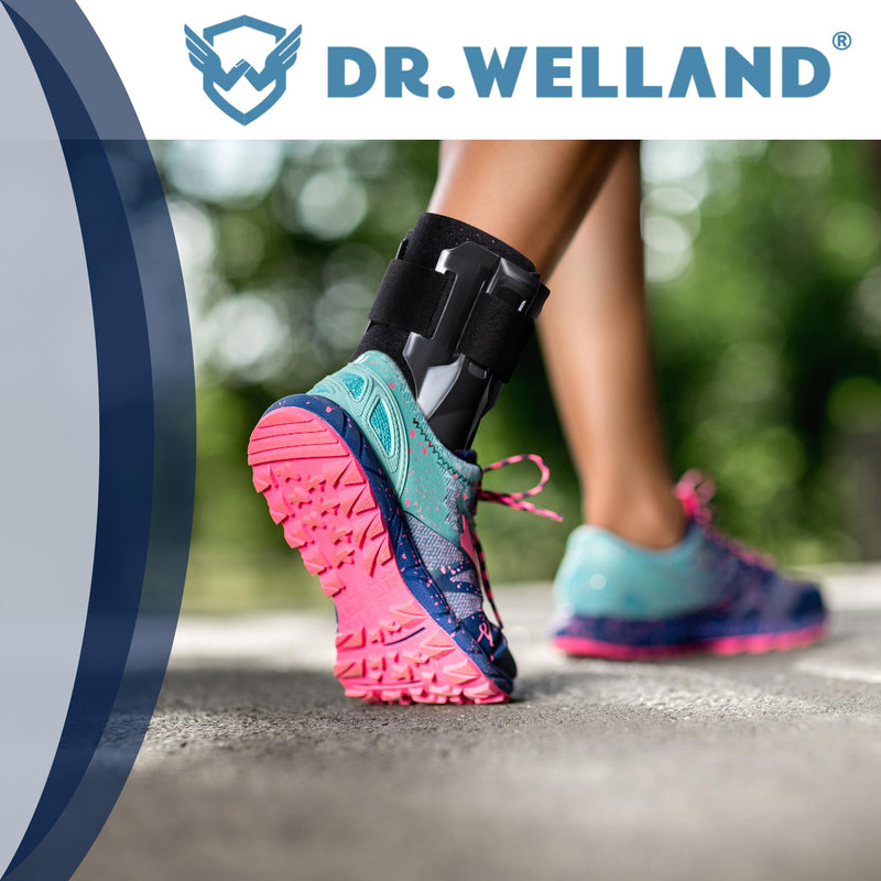 Dr.Welland Ankle Brace with Side Stabilizers -Adjustable Ankle Support for Sprains, Sports Injuries, Plantar Fasciitis, Injury Recovery, Best Ankle Support for Running, Basketball, Volleyball (Medium) Medium
