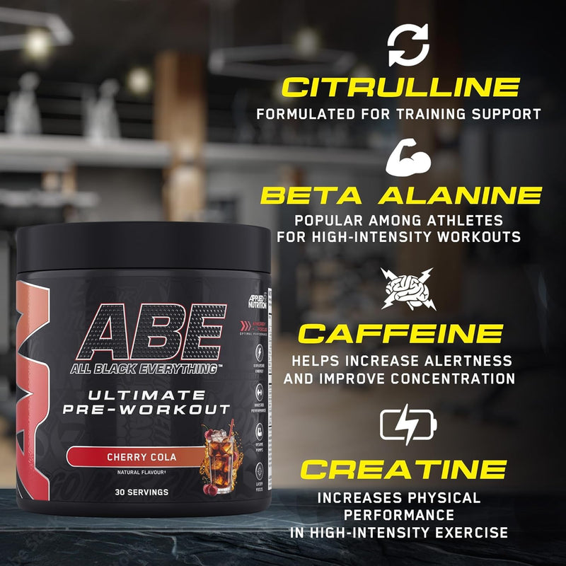 Applied Nutrition Bundle ABE Pre Workout 375g + Electric Shaker | All Black Everything Pre Workout Powder, Energy Drink, Physical Performance, Creatine, Beta Alanine, Caffeine (Tropical) Tropical