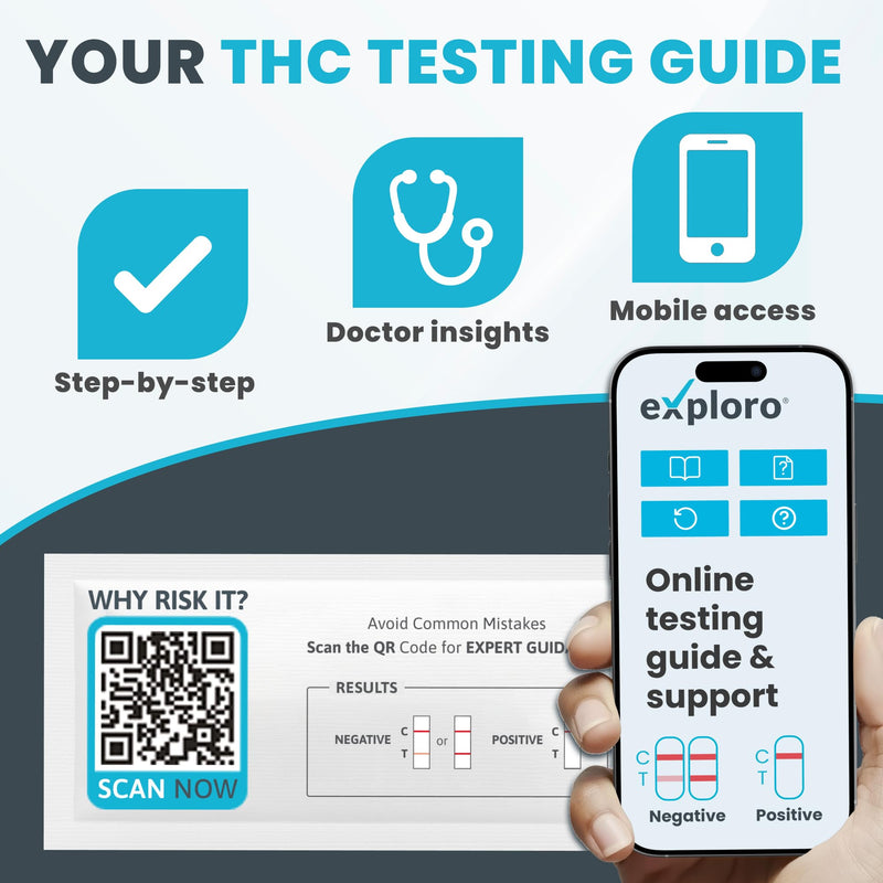[Australia] - Exploro Highly Sensitive Marijuana Drug Test Kit, THC Drug Test Urine for Marijuana/Weed, Easy Home Drug Test Marijuana, THC Tests for Home for 50 ng/ml, THC Test Strips (Pack of 50) 50 Count (Pack of 1) 