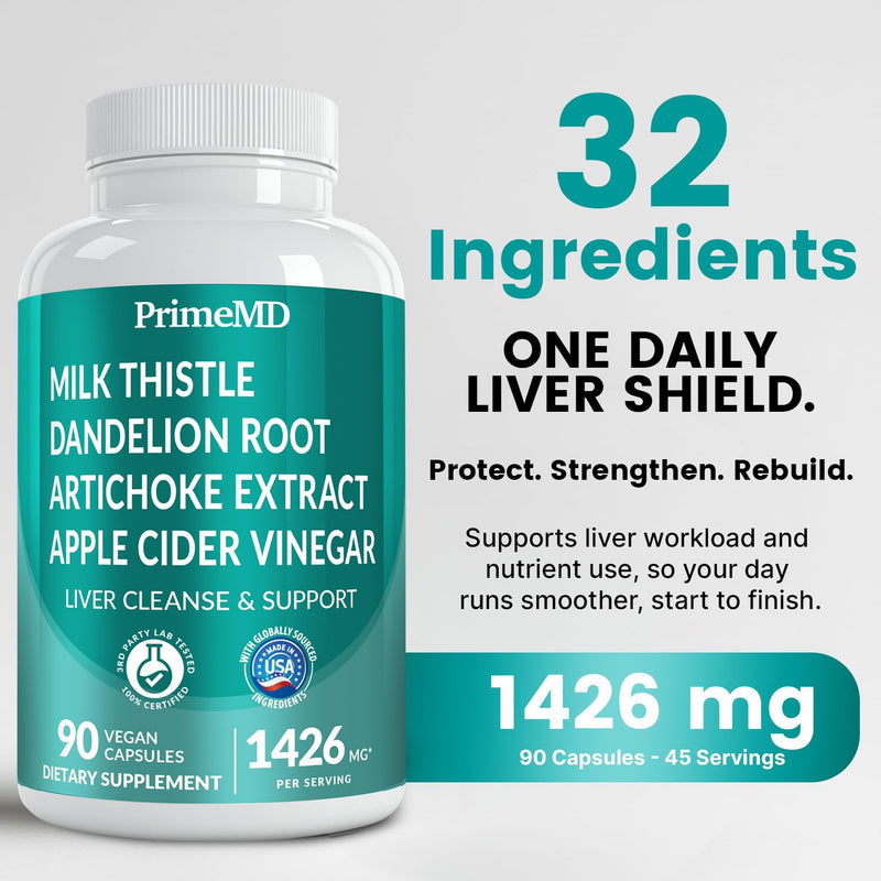 [Australia] - 32-in-1 Liver Support Supplement with Milk Thistle, Silymarin, Artichoke Extract & Beetroot Powder ‚Äì Comprehensive Wellness Formula ‚Äì 1426mg (90ct) 90 Count (Pack of 1) 