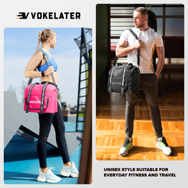 Sport Gym Bag for Women, Carry on Tote Personal Item Bag with Shoes Compartment, Travel Duffle Bag for Girl, Lightweight Overnight Luggage Bag for Travel, Airplanes, Sports - Hot Pink Gym Bag - Pink Other Sizes