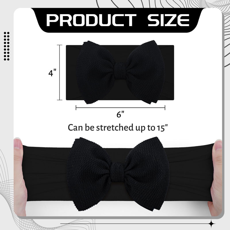 YanJie Baby Girl Headbands Newborn Black Bow Baby Girl Bows White Baby Headbands Nylon Infant Toddler Hair Bow Baby 0-6 Months Hair Accessories 0-6'' black white