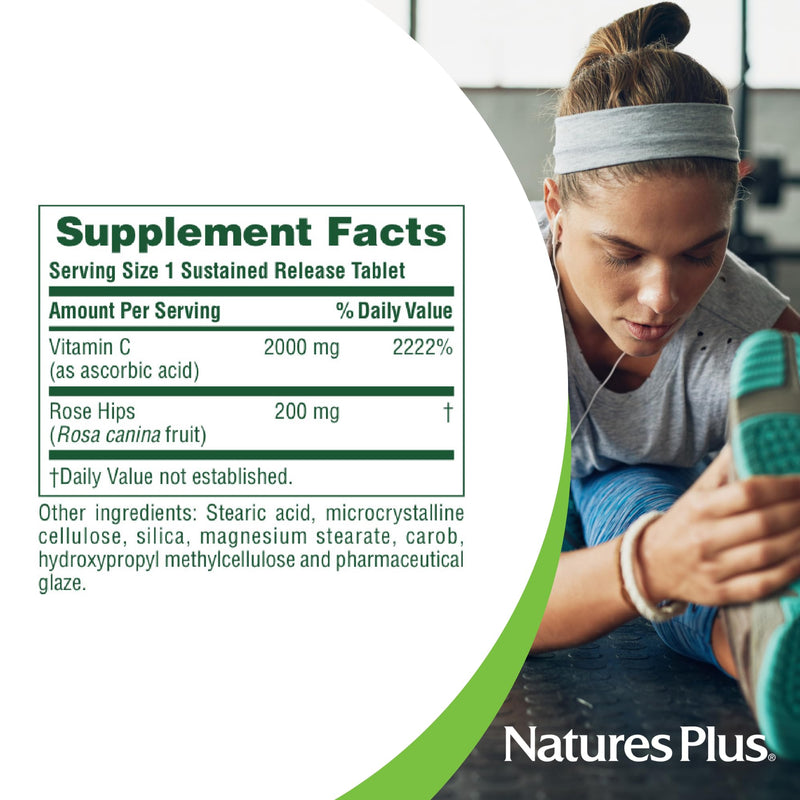 NaturesPlus Ultra-C 2000 mg - 60 Tablets - Vitamin C with Rose Hips - Immune & Antioxidant Support - Vegetarian, Gluten Free - 60 Servings 60 Count (Pack of 1)