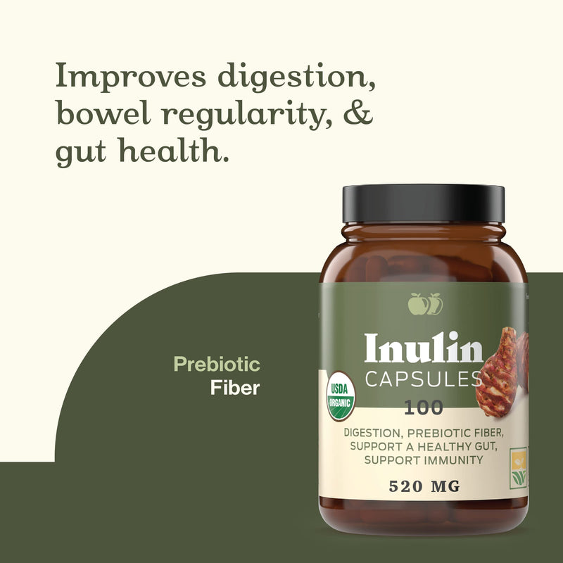 [Australia] - Complete Natural Products Organic Inulin Capsules - 520mg 100 Pills, Organic Jerusalem Artichoke Inulin Capsules 