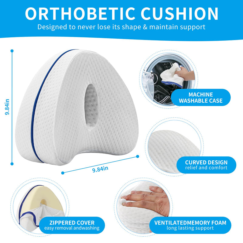[Australia] - Leg Pillow, Knee Pillow for Side Sleepers, Leg Pillows for Sleeping, Knee Cushion for Sleeping,Suitable for Relieving Leg, Back, Knee Pain White Without Straps 