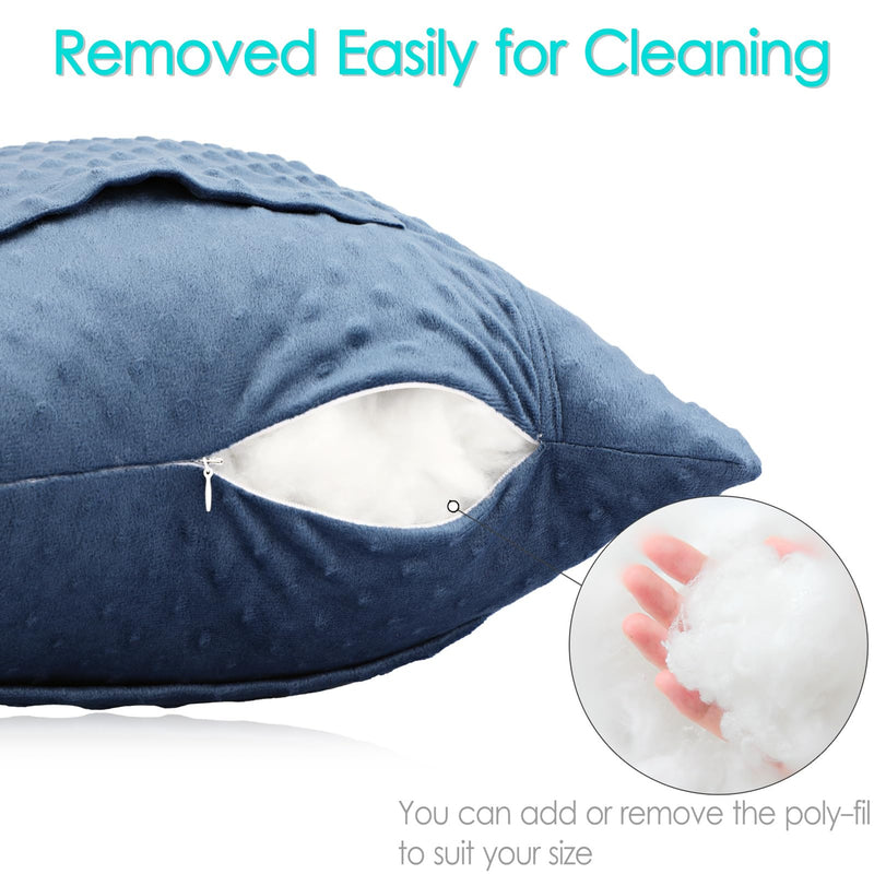 [Australia] - Heart Surgery Pillow Shock Absorbing for Open Heart Surgery After Bypass Coughing with 2 Pockets - Recovery Gifts with Hands Placement Pouch, Minky Dot Denim Blue Star Lounger - Minky Denim Blue 